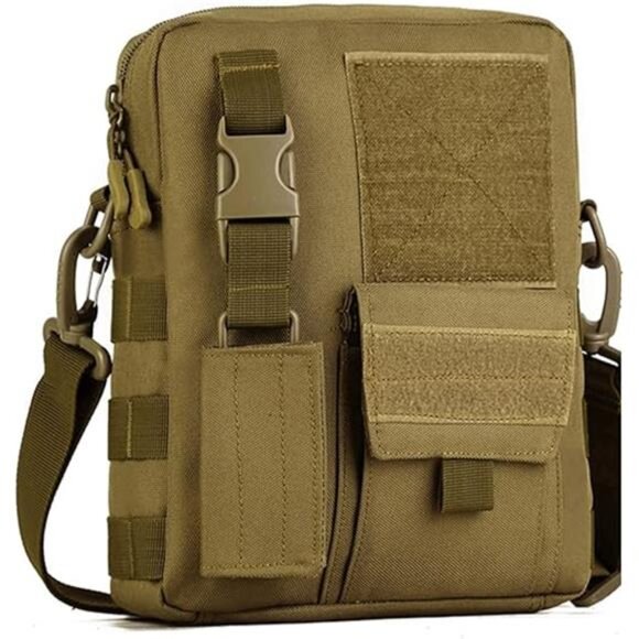 Small Canvas Messenger Bag, Classic Vintage Black Shoulder bag, Small Tactical - Picture 7 of 7